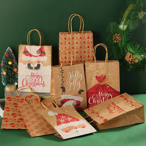 厂家现货供应跨境牛皮纸袋圣诞系列款手提纸袋礼物礼品袋糖果袋